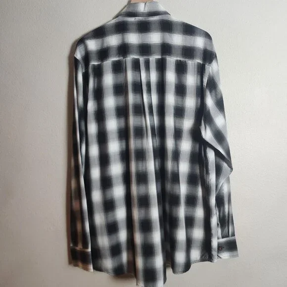 Dixxon Flannel Company Shirt Mens XL Black White Ross Alley Bamboo Blend Plaid - Picture 8 of 10